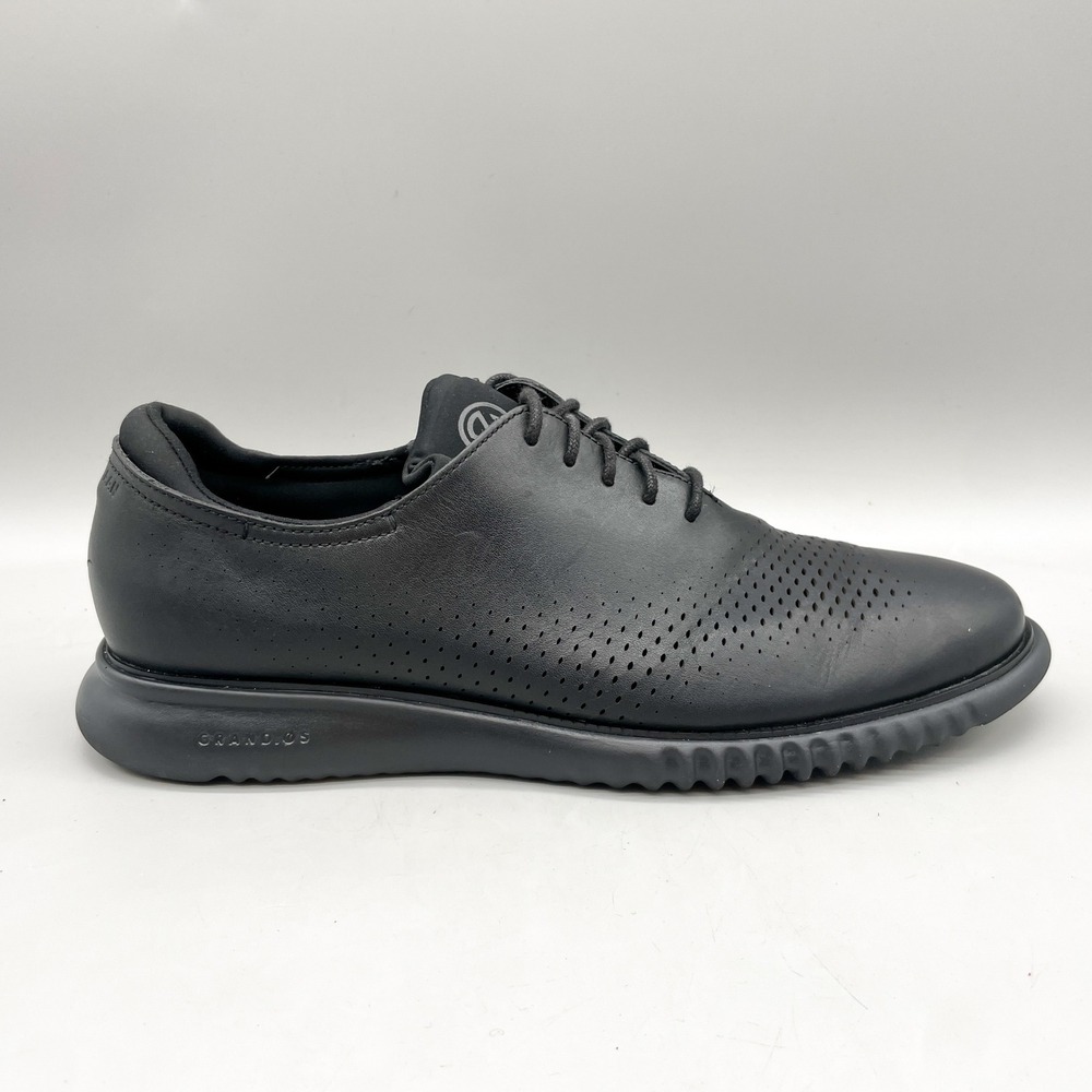 Cole Haan Mens 13M Zerogrand Laser Wingtip Oxford Shoes Black Leather Office